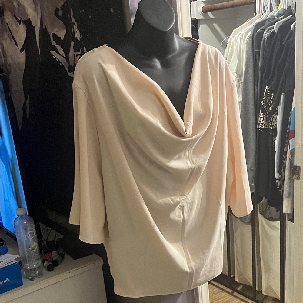 SHEIN Soft Cream Drape Blouse